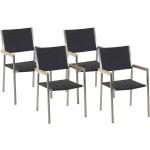 Silberne Moderne Beliani Polyrattan Gartenstühle aus Edelstahl Outdoor Breite 50-100cm, Höhe 50-100cm, Tiefe 50-100cm 4-teilig 