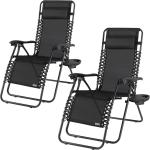 Schwarze Moderne Hochlehner-Gartenstühle pulverbeschichtet aus Polyrattan mit verstellbarer Rückenlehne 2-teilig 