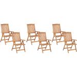 Reduzierte Hellbraune Rustikale Beliani Gartenstühle Metall mit verstellbarer Rückenlehne Breite 100-150cm, Höhe 100-150cm, Tiefe 50-100cm 6-teilig 