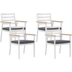 Stilvolles Gartenstuhl Set 4er Set in Weiß Aluminium graues Sitzkissen Cavoli
