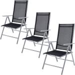 Reduzierte Silberne Gartenstühle Metall pulverbeschichtet aus Edelstahl mit verstellbarer Rückenlehne Breite 50-100cm, Höhe 100-150cm, Tiefe 50-100cm 3-teilig 