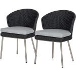 Reduzierte Schwarze Designer Stühle aus Polyrattan Breite 50-100cm, Höhe 50-100cm, Tiefe 0-50cm 2-teilig 