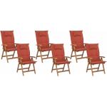 Reduzierte Terracottafarbene Rustikale Beliani Gartenstühle & Balkonstühle geölt aus Massivholz mit verstellbarer Rückenlehne Breite 50-100cm, Höhe 100-150cm, Tiefe 50-100cm 12-teilig 