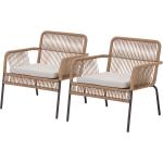 Beige Gartenstühle Metall aus Polyrattan Breite 50-100cm, Höhe 50-100cm, Tiefe 50-100cm 2-teilig 