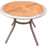 Gartentisch MERXX "Siena" Tische beige (natur, silber) Klapptische Ø 100, Tischplatte aus 100% FSC-zertifiziertem Hartholz, Aluminium