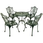 Dunkelgrüne Vintage 4Home Gartentischsets aus Aluminium Breite 50-100cm, Höhe 50-100cm, Tiefe 50-100cm 5-teilig 