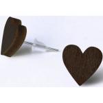 Nickelfreie Schwarze Gary Mash Nachhaltige Herzohrstecker versilbert aus Holz handgemacht für Damen zum Valentinstag 