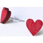 Nickelfreie Rote Motiv Gary Mash Nachhaltige Herzohrstecker versilbert aus Holz handgemacht für Damen zum Valentinstag 