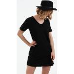 Schwarze Oversize Gary Mash Nachhaltige V-Ausschnitt V-Shirts für Damen Größe S 