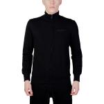 Schwarze Unifarbene Langärmelige GAS Herrenfleecepullover & Herrenfleeceshirts mit Reißverschluss aus Baumwolle Größe L für den für den Herbst 
