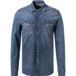 GAS Jeans-Hemd Herren Slim Fit Langarm Baumwolle, blau