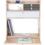 Wand-Schreibtisch Gaston holz grau / mit herunterklappbarer Arbeitsplatte - L 60 x H 72 cm - Hartô - Grau
