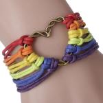 Geflochtene LGBT Gay Pride Bettelarmbänder & Sammelarmbänder aus Kupfer mit Zirkon für Damen 