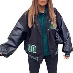 Reduzierte Schwarze Vintage College-Jacken mit Knopf für Damen Größe M für den für den Herbst 