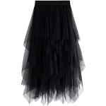 Reduzierte Schwarze Vintage Maxiröcke mit Rüschen aus Tüll für Damen Größe M für den für den Sommer 