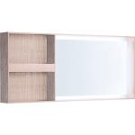 Relaxdays Wandspiegel mit Ablage, Spiegel zum Aufhängen, Badspiegel  Holzrahmen, Flurspiegel aus Bambus & MDF, natur/grau