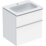 Weiße Keramag iCon Waschbeckenunterschränke & Badunterschränke Pulverbeschichtete aus Keramik mit Schublade Breite 50-100cm, Höhe 50-100cm, Tiefe 0-50cm 