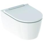 Geberit One Wand-WC Tiefspüler wandhängend, TurboFlush, mit WC-Sitz mit Absenkautomatik, Farbe: Keramik weiss/KeraTect, Designabdeckung hochglanz verchromt - 500.202.01.1