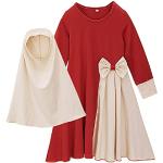 Rote Elegante Langärmelige Maxi Kinderlangarmkleider für Mädchen 