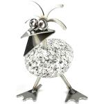 Silberne Deko-Vögel für den Garten metallic aus Edelstahl rostfrei 