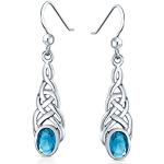 Silberne Elegante Bling Jewelry Ovale Keltische Ohrringe für Damen zum Muttertag 