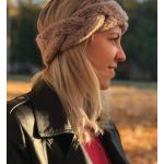 Hellbeige Geflochtene Strick-Stirnbänder aus Wolle Handwäsche für Damen Einheitsgröße für den für den Winter 