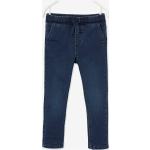 Schwarze Vertbaudet Straight Leg Jeans für Kinder mit Nieten mit Reißverschluss aus Jersey Größe 128 für den für den Winter 