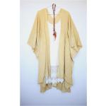 Gelbe Unifarbene Boho Kimono-Jacken mit Quasten aus Baumwolle für Damen für den für den Sommer 