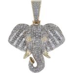 Motiv Runde Tieranhänger mit Elefantenmotiv poliert aus Gelbgold mit Diamant 