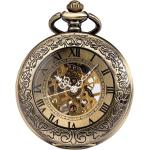 Reduzierte Vintage Mechanik Vintage Uhren & Antike Uhren mit skelettiertem Zifferblatt mit römischen Zahlen mit Metallarmband für Herren 