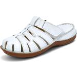 Weiße Gemini Damenclogs & Damenpantoletten mit Klettverschluss in Komfortweite aus Leder Größe 36 