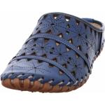 Blaue Gemini Runde Damenclogs & Damenpantoletten ohne Verschluss aus Leder rutschfest Größe 39 für den für den Sommer 