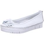 Weiße Gemini Slipper in Normalweite aus Leder mit herausnehmbarem Fußbett für Damen Größe 38 