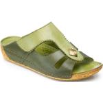 Olivgrüne Gemini Damenclogs & Damenpantoletten mit Klettverschluss in Komfortweite aus Leder Größe 40 