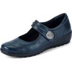 Marineblaue Gemini Slipper in Komfortweite aus Leder mit herausnehmbarem Fußbett für Damen Größe 39 