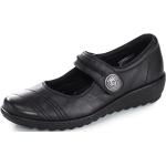 Schwarze Gemini Slipper in Komfortweite aus Leder mit herausnehmbarem Fußbett für Damen Größe 36 