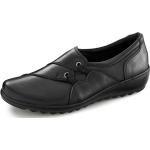 Schwarze Gemini Slipper in Komfortweite aus Leder mit herausnehmbarem Fußbett für Damen Größe 37 