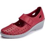 Rote Gemini Slipper in Komfortweite aus Leder mit herausnehmbarem Fußbett für Damen Größe 39 