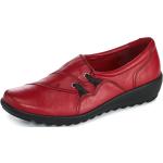 Rubinrote Gemini Slipper in Komfortweite aus Leder mit herausnehmbarem Fußbett für Damen Größe 38 
