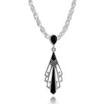 Schwarze Art Deco Gemondo Edelsteinketten aus Silber mit Markasit für Damen 