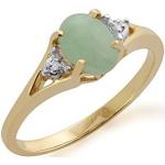 Gemondo Jade Ring 9 Karat Gelbgold 0,94 Karat Grün Jade & Diamant Ring, Goldfarben Diamant, Jade