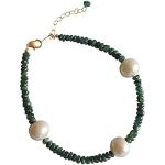 Gemshine - Damen - Armband - Vergoldet - Smaragd - Grün - Perle - Weiß