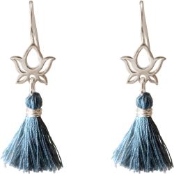 Gemshine - Damen - Ohrringe - Ohrhänger - 925 Silber - Lotus Blume - Quaste - Blau - YOGA - 4 cm