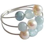 Gemshine - Damen - Ring - 925 Silber - Aquamarin - Perlen - Blau - Weiß, Ringgröße:50 (15.9)