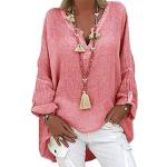 Pinke Batik Oversize V-Ausschnitt Tunika-Blusen aus Spitze für Damen Größe XXL Große Größen für den für den Sommer 