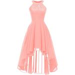 Rosa Vintage Langärmelige Lange Abendkleider mit Reißverschluss aus Chiffon für Damen Größe XXL Petite für Brautjungfern für den für den Sommer 