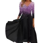 Violette Elegante Kurzärmelige Midi Kurze Abendkleider aus Chiffon für Damen Größe 5 XL für Brautjungfern 