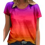 Pinke Maritime Langärmelige Rundhals-Ausschnitt T-Shirts mit Vogel-Motiv aus Jersey für Damen Größe L für den für den Sommer 