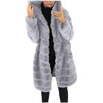 Graue Gesteppte Wasserdichte Kapuzenmäntel aus Softshell für Damen Größe XXL für den für den Winter 