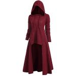 Rote Gothic Langärmelige Schulterfreie Schößchen-Kleider mit Glitzer aus Jersey mit Kapuze für Damen Größe L Große Größen für den für den Herbst 